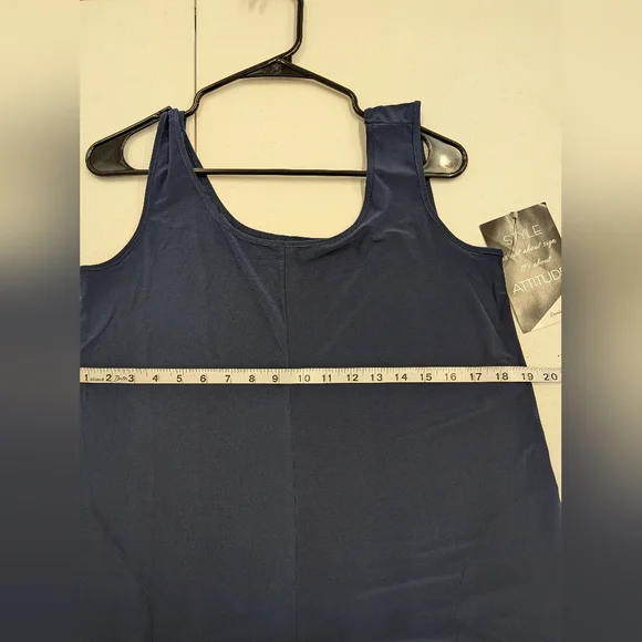 Attitudes by Renee Navy Jumpsuit Size S Sleeveless Wide Leg Stretch Romper - Picture 3 of 7
